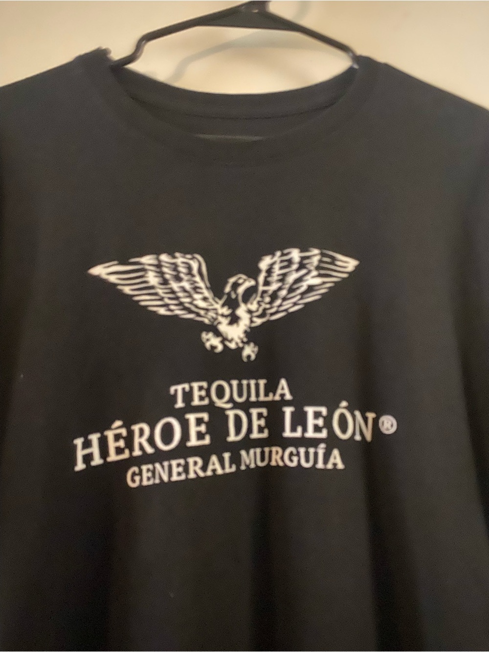 Source Unknown Black Tee with White Tequila Héroe de León Graphic